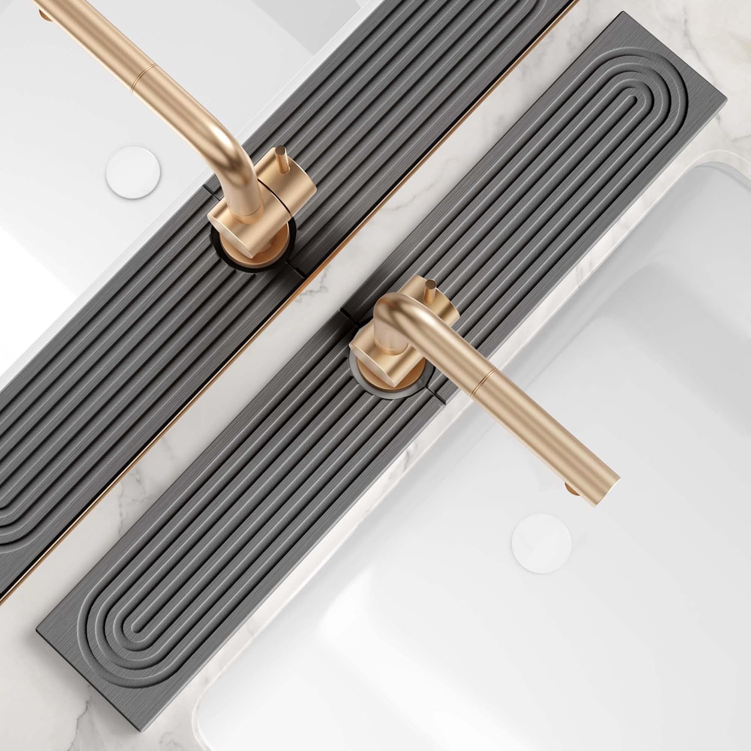 Kitchen Sink Splash Guard – Stone Diatomite Faucet Drying Matt, Modern Kitchen Sink Accessories for Countertop (Dark Grey, 23.6"x3.9")